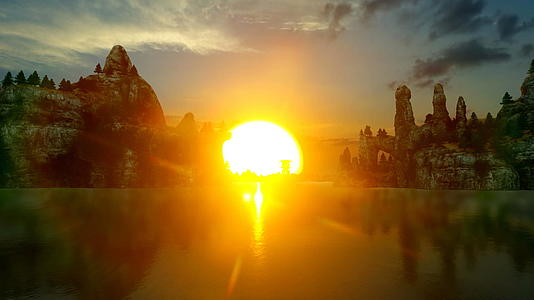 日落时的抽象岛屿视频的预览图