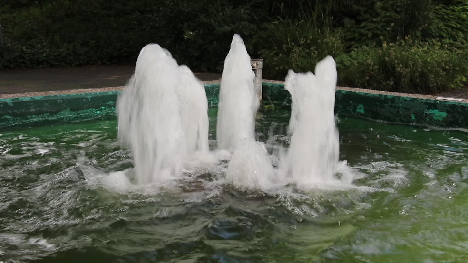 城市公园池塘里的泉水喷泉视频的预览图