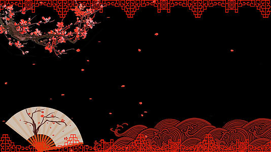 中国风梅花折扇边框潮点视频_401497874视频的预览图