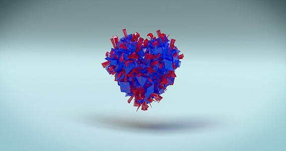 抽象晶体形成心脏可循环动画和阿尔法遮罩视频的预览图