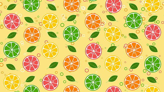 黄色背景柠檬和叶子运动图形视频的预览图