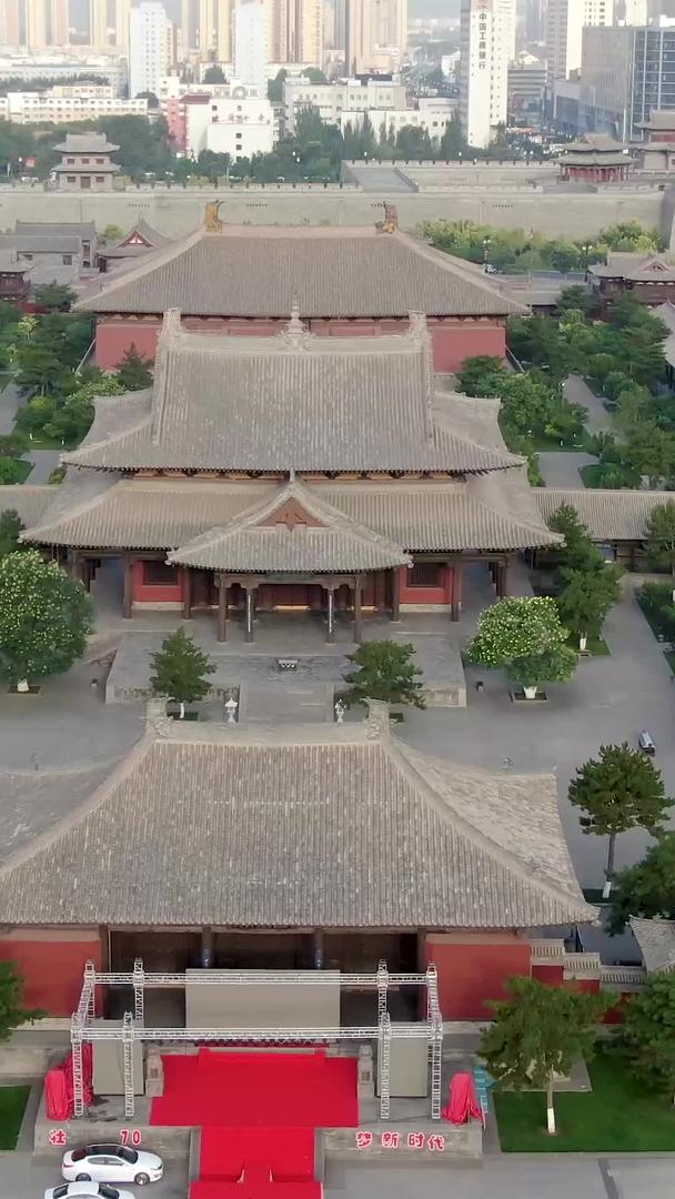 辽金寺庙航拍建筑群华严寺庙视频的预览图