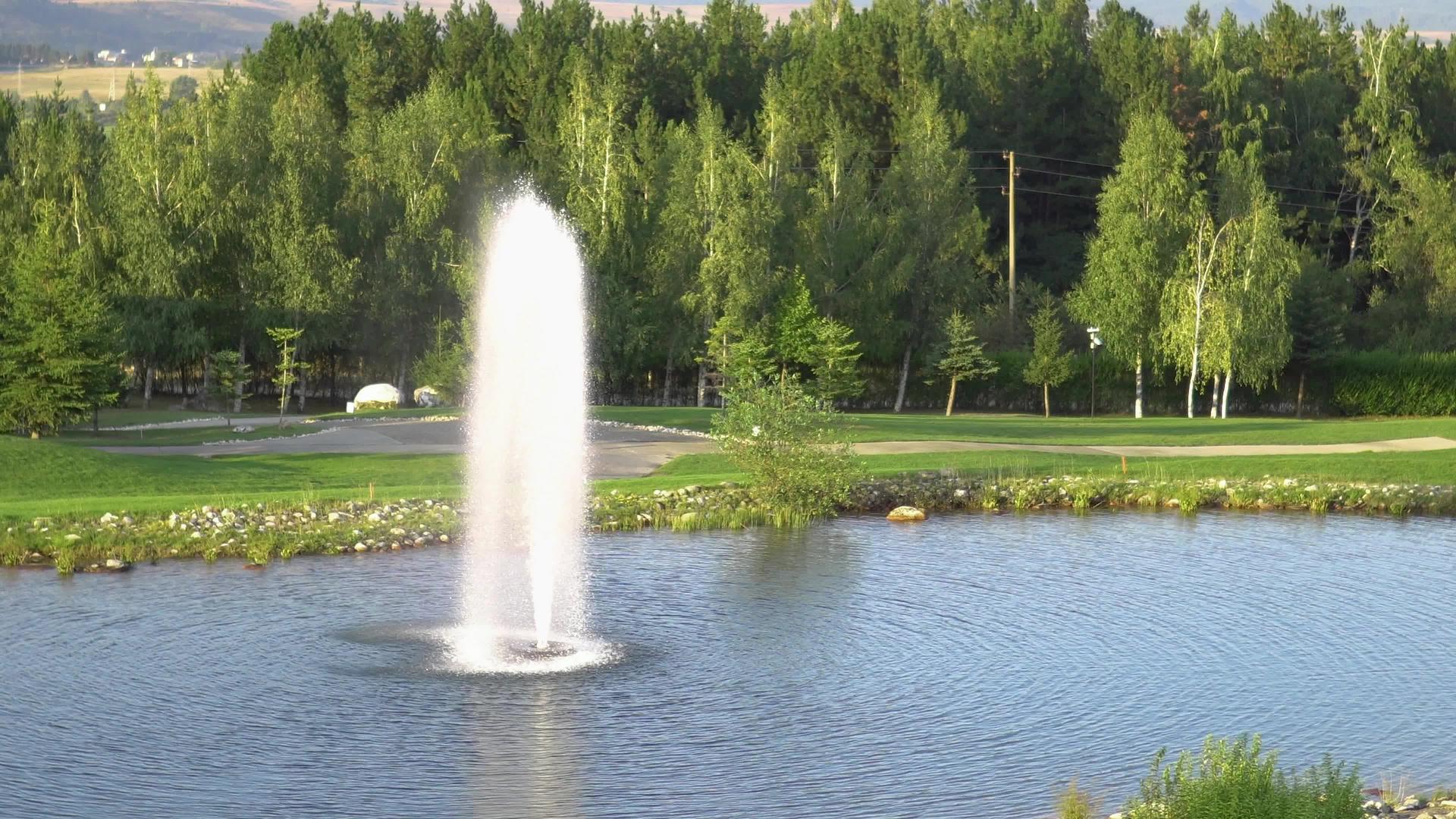 在美丽的湖中有喷泉风景平静视频的预览图