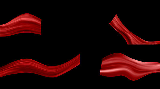 一组红绸丝幕布转场装饰动画视频的预览图