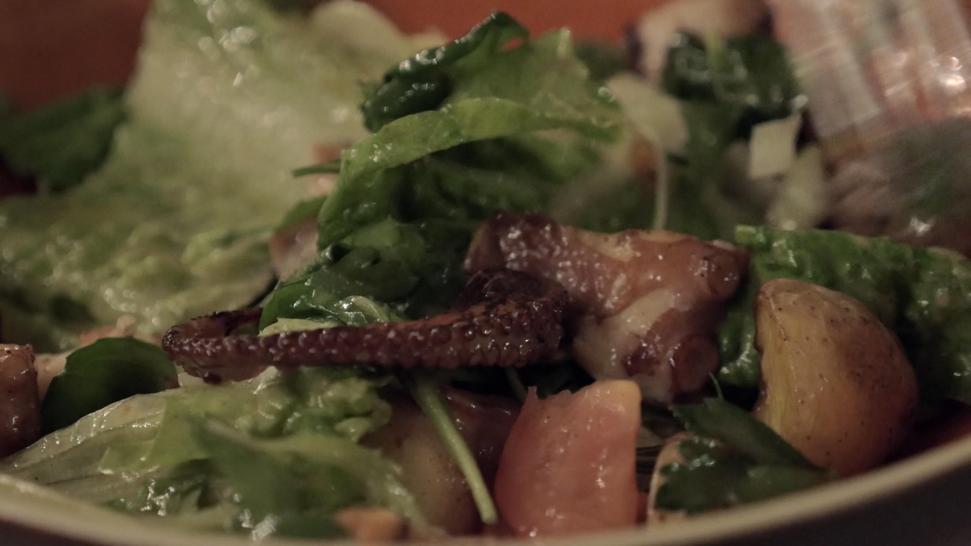 用章鱼和蔬菜吃沙拉视频的预览图