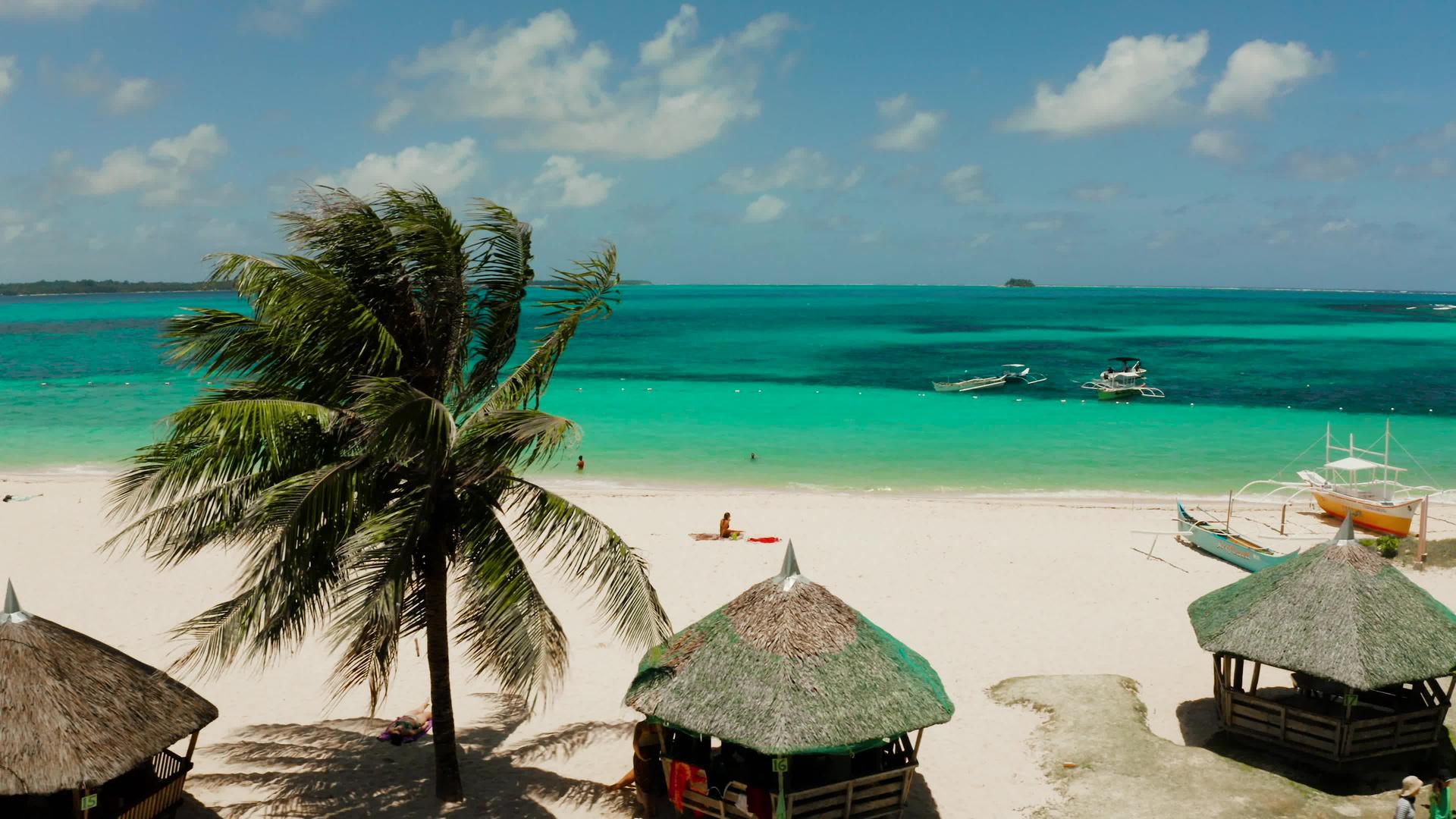 热带达科岛海滩海滩海滩和游客视频的预览图