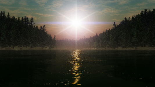 日落时在河上飞翔视频的预览图