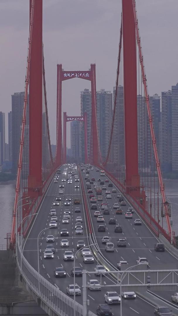 延时摄影城市日夜地标建筑武汉鹦鹉洲长江大桥交通道路交通流夜景材料视频的预览图