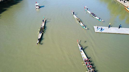 4K航拍端午节划龙舟传统节日视频的预览图