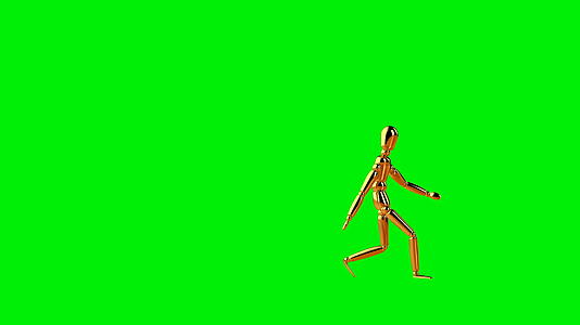 滑稽的金色模特跳舞无缝地环绕着绿色屏幕视频的预览图