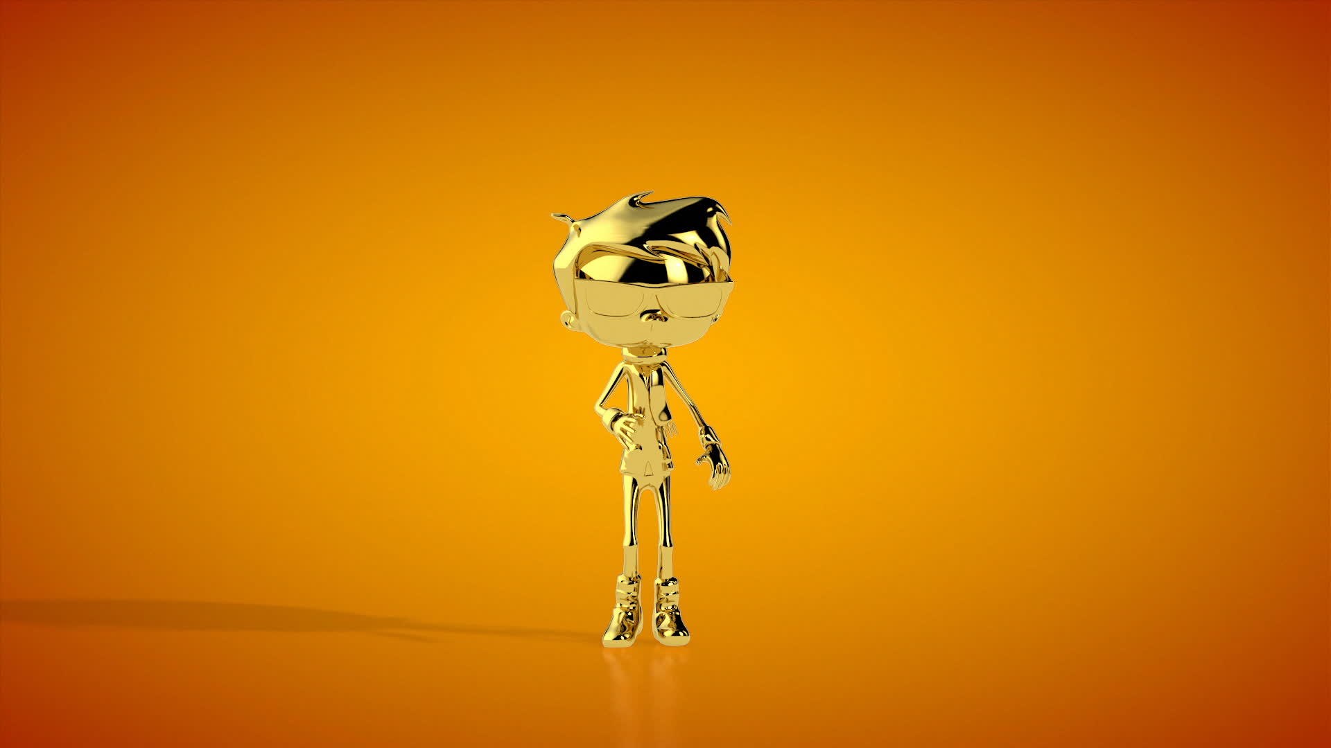 金色男孩跳舞无缝环橙色工作室乳头视频的预览图