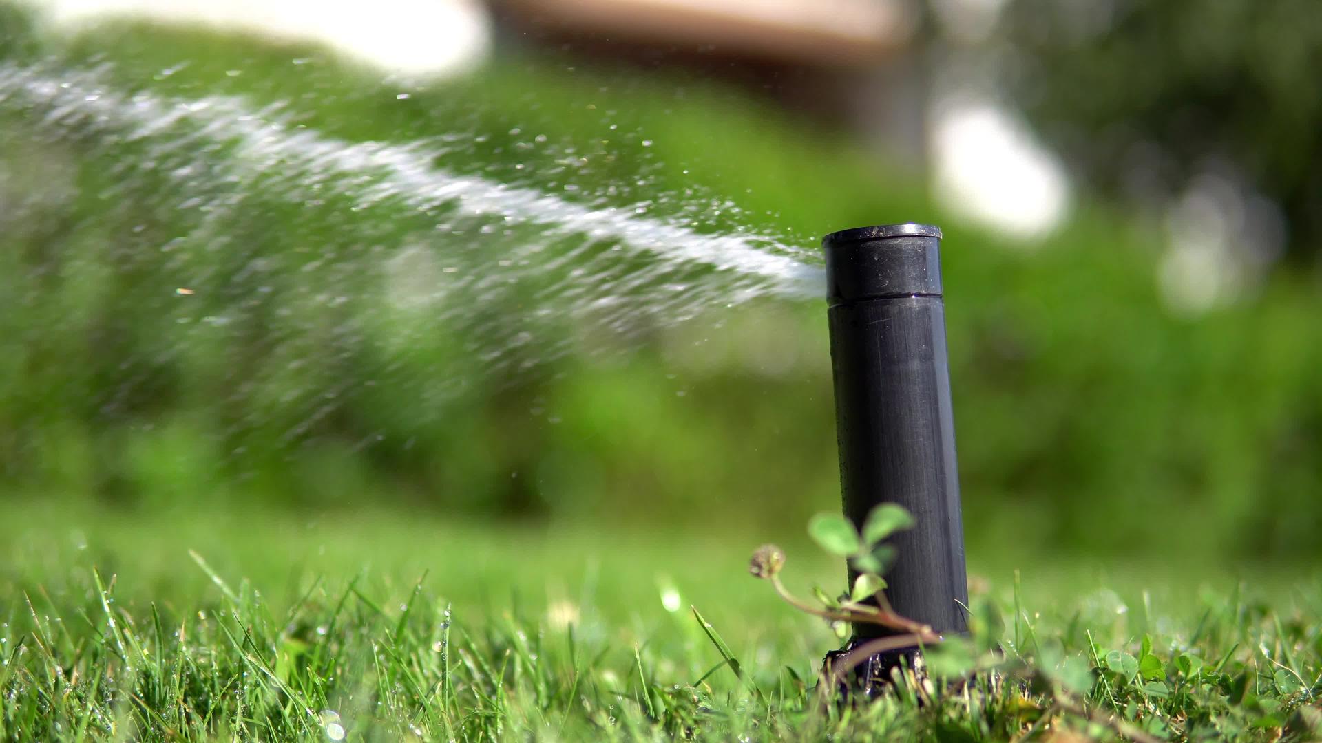 用自动喷水灭水器给草地浇水视频的预览图