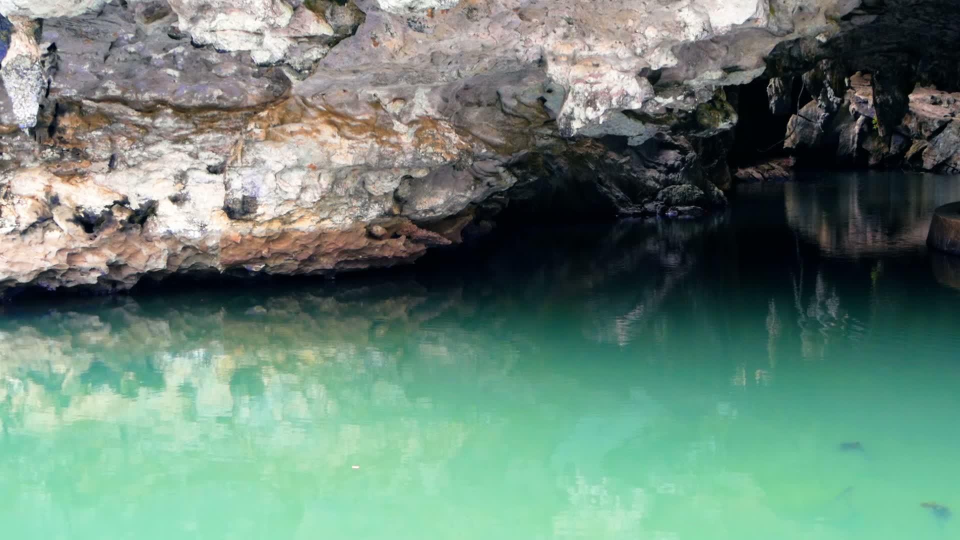 水面上与岩石反射的地貌视频的预览图