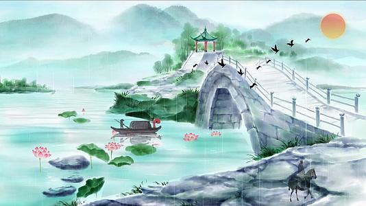 中国风唯美水墨荷花背景视频视频的预览图