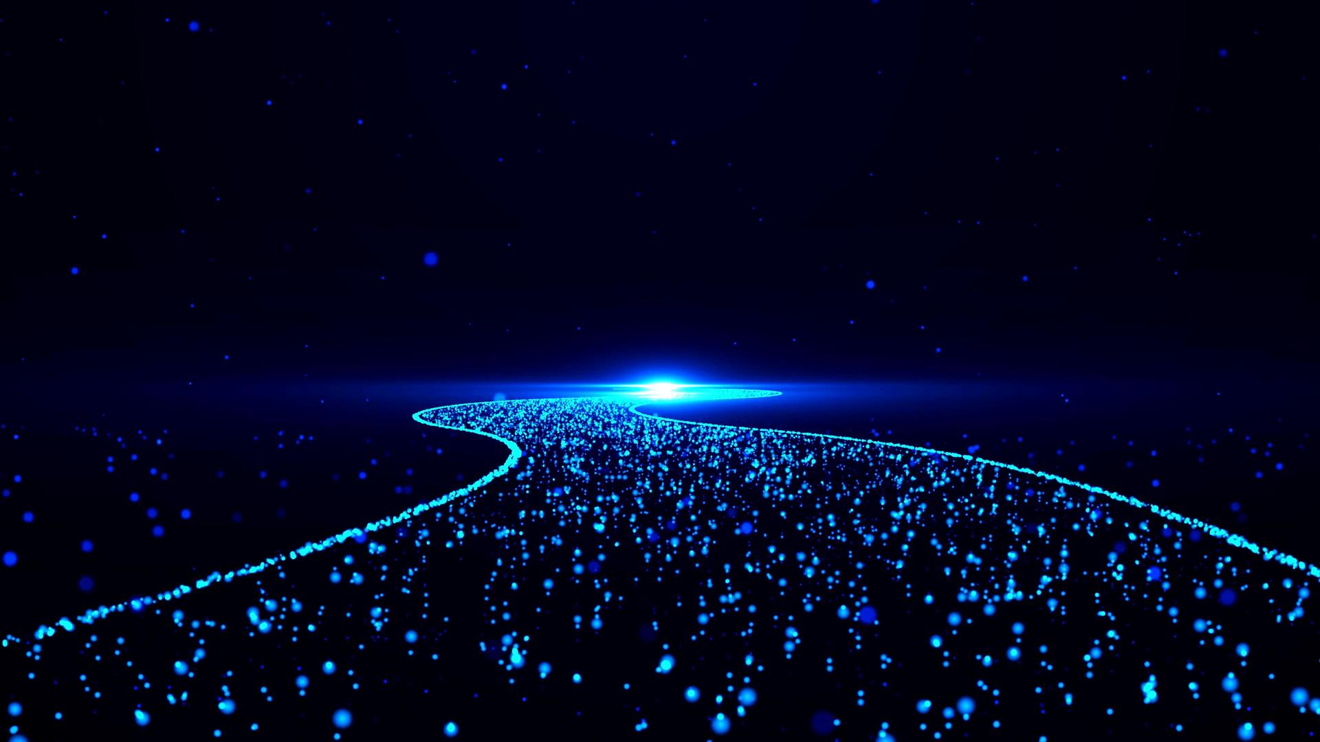4K梦幻唯美蓝色粒子河流视频的预览图