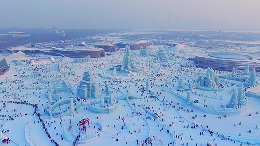 哈尔滨冰雪大世界4k航拍5A景区视频的预览图