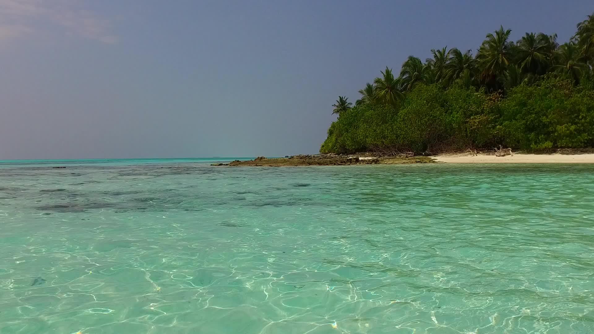 蓝海豪华度假村海滩度假区靠近珊瑚礁的干净沙滩背景视频的预览图