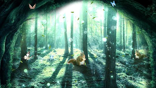 唯美光效动态森林背景视频元素视频的预览图