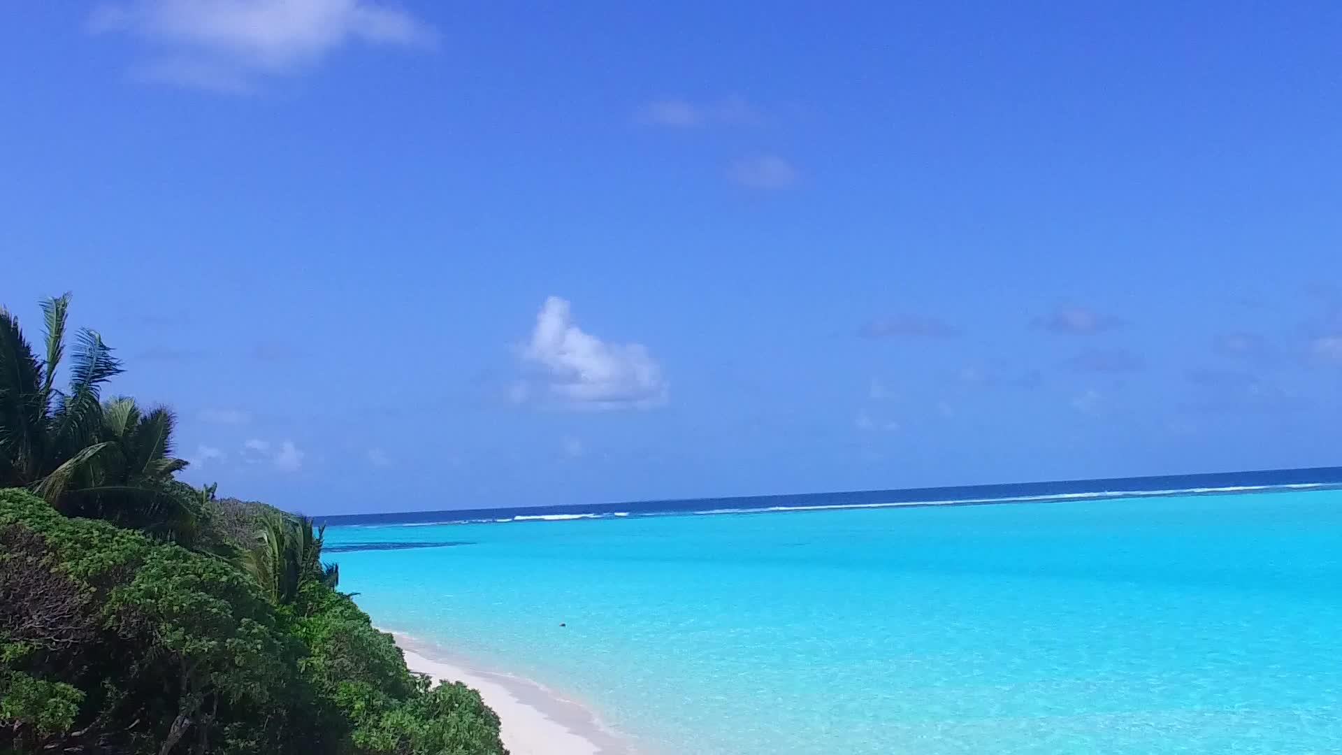 热带海岸线海滩之旅浪漫主义抽象沿着蓝色海洋和海滩附近视频的预览图