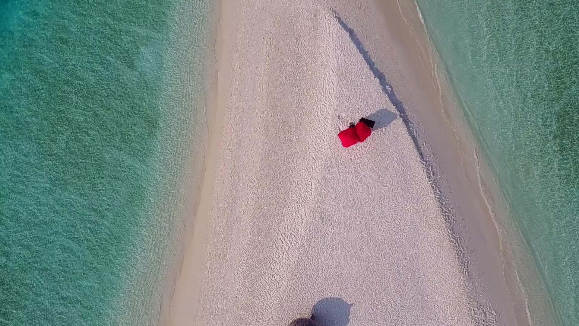 复制沙洲附近的白沙背景蓝绿海宁静海岸海滩度假视频的预览图