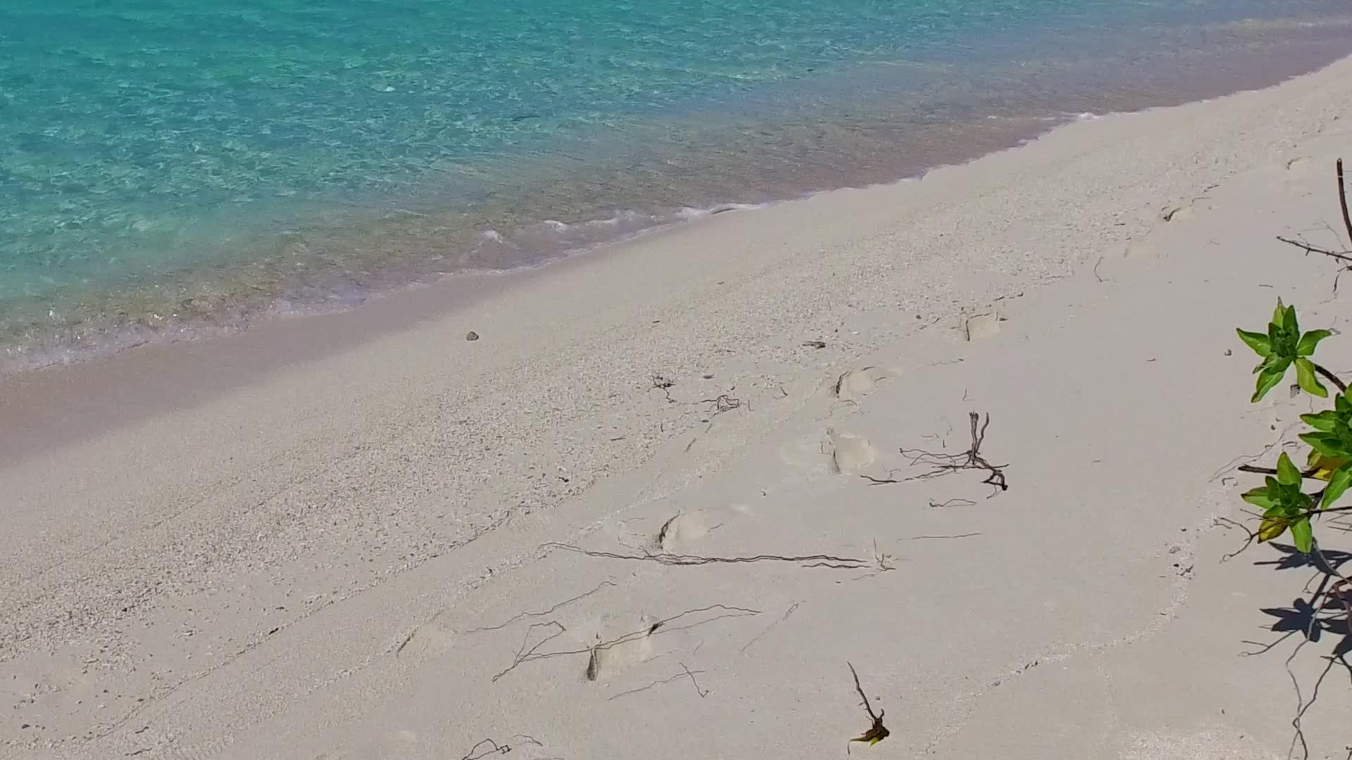 光天化日照以白色沙滩为背景蓝海是海滩航行的第二次蓝海航行视频的预览图