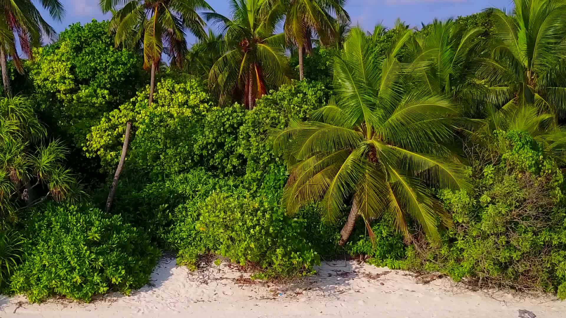 夏季旅游以浅海和度假胜地附近的白色沙沙为背景视频的预览图