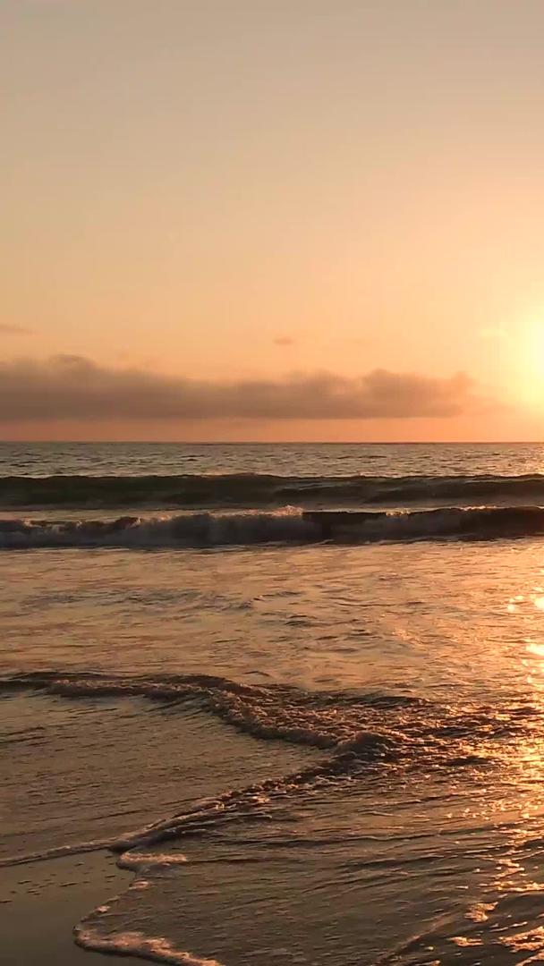 夕阳下独自在海边听海的女孩背影视频素材视频的预览图