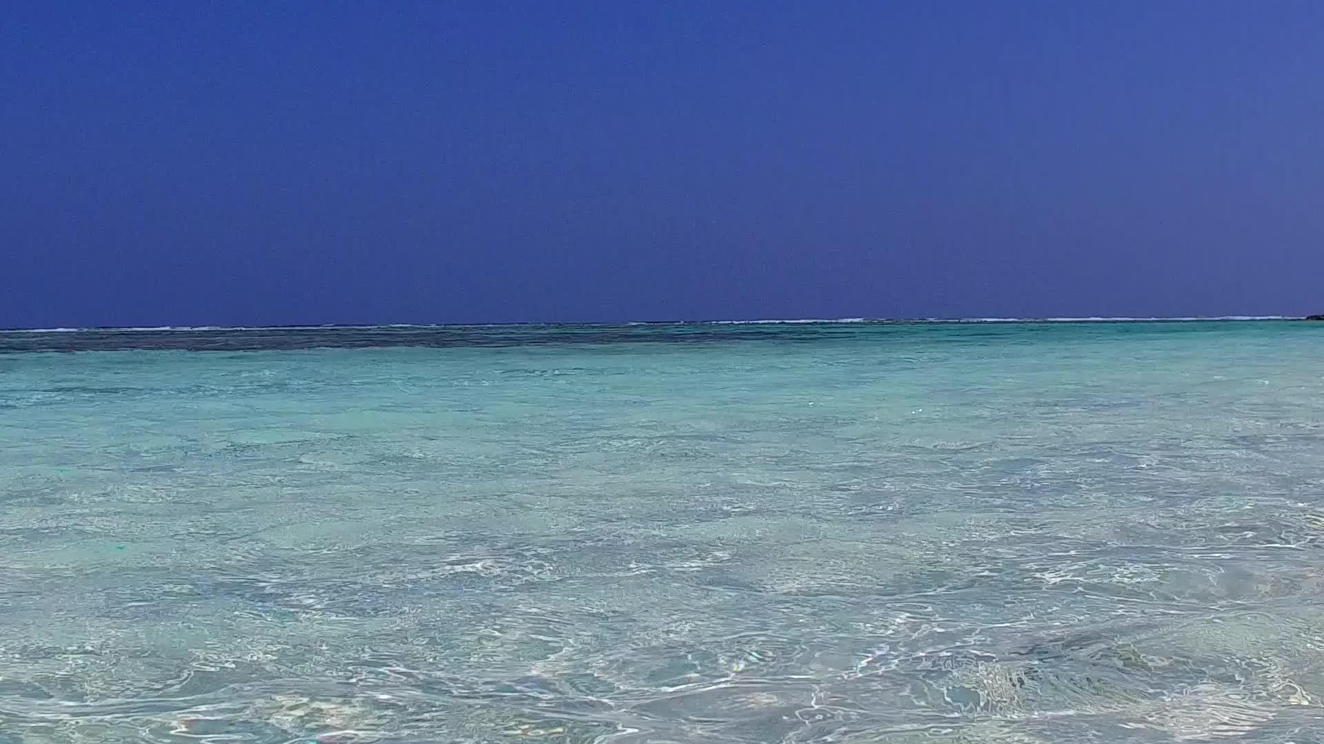 天堂海岸线海滩在阳光下以浅海白沙为背景视频的预览图