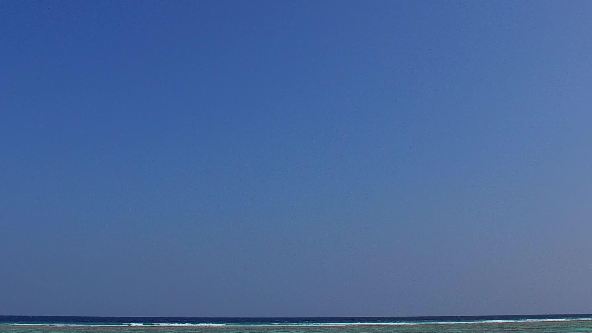 棕榈树附近有一个透明的大海背景为白色沙滩以放松海滩生活方式视频的预览图