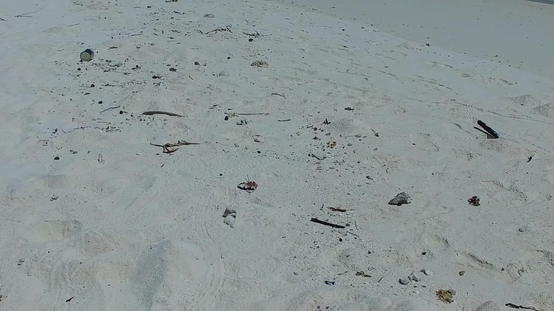 通过浅海打破宁静的岛屿海滩海滩附近有一个白色的沙滩背景视频的预览图