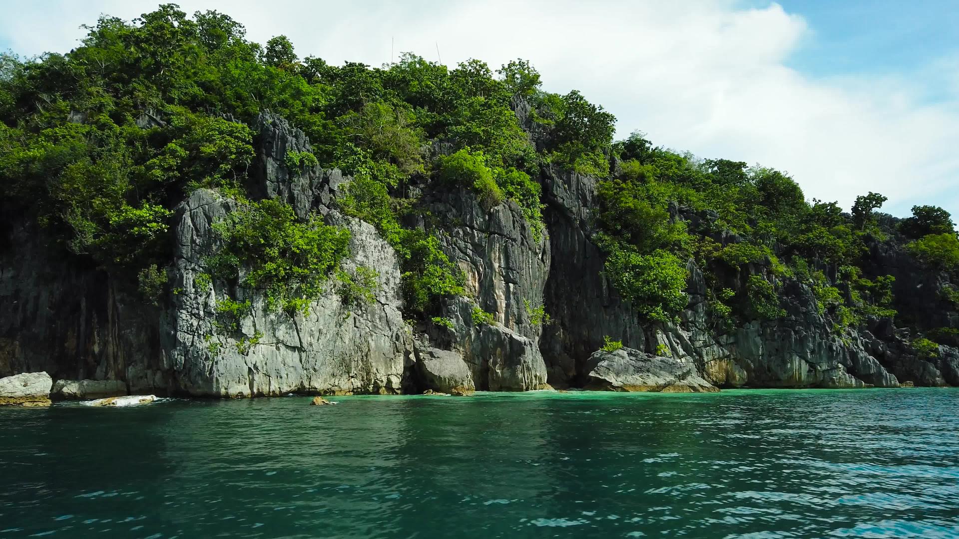 有树的岩石热带岛屿视频的预览图