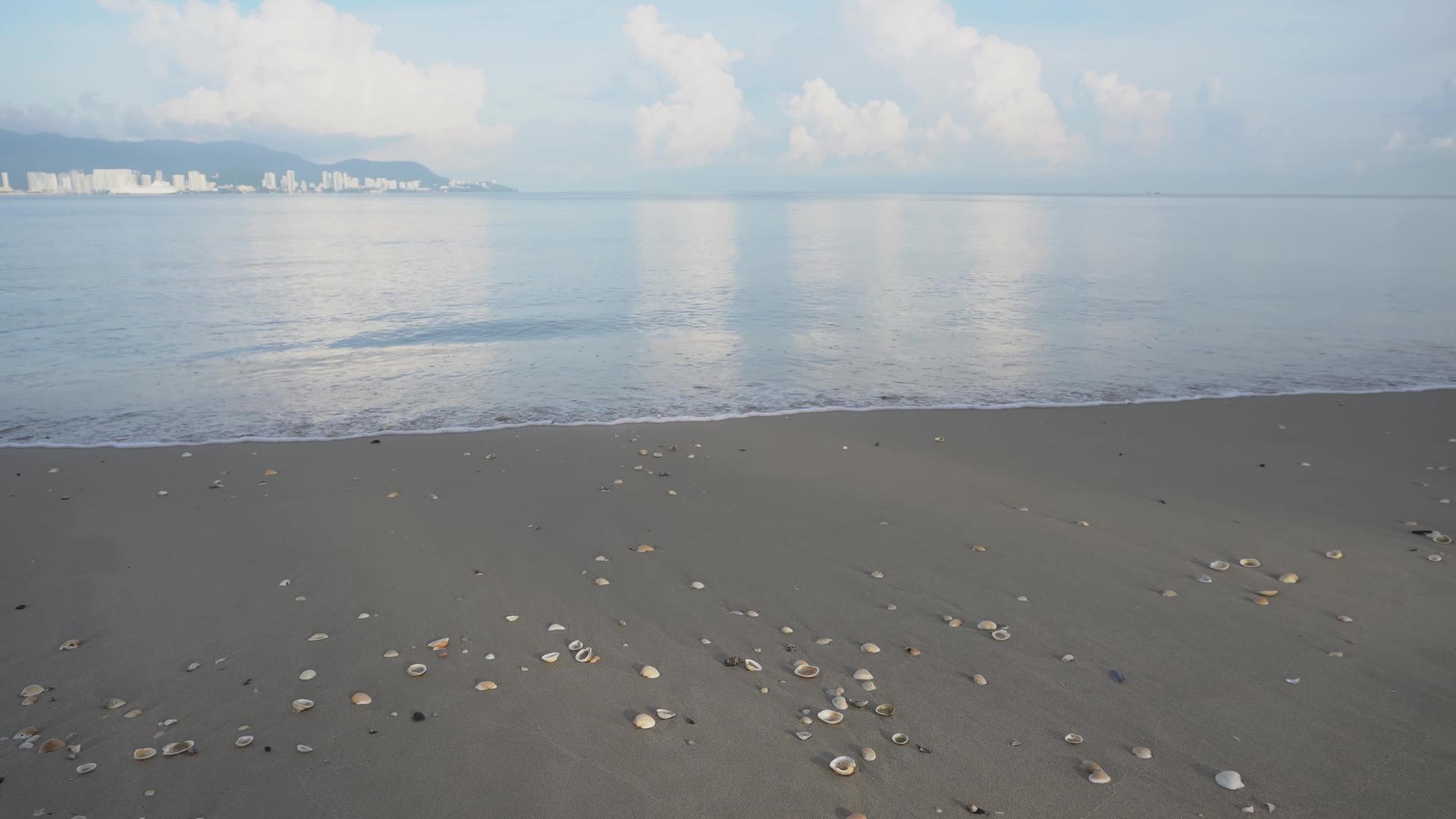 向海滩喷洒海水贝壳视频的预览图