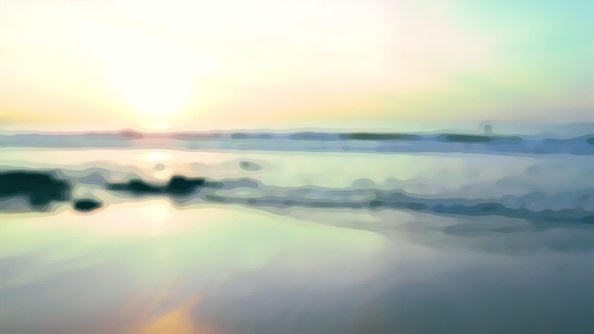 海滩的模糊背景日落时海浪在沙滩上滚动视频的预览图