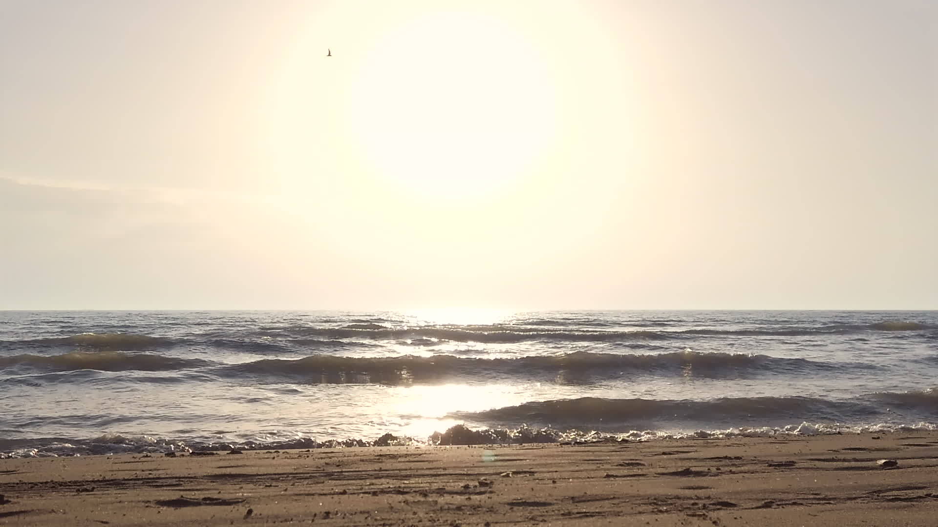 海滩日落海滩海浪加速拍摄视频的预览图