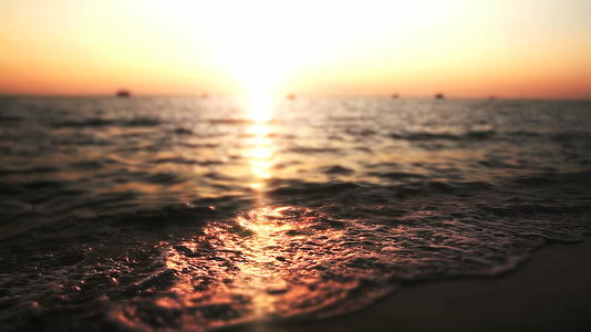金黄夕阳海滩海浪视频的预览图