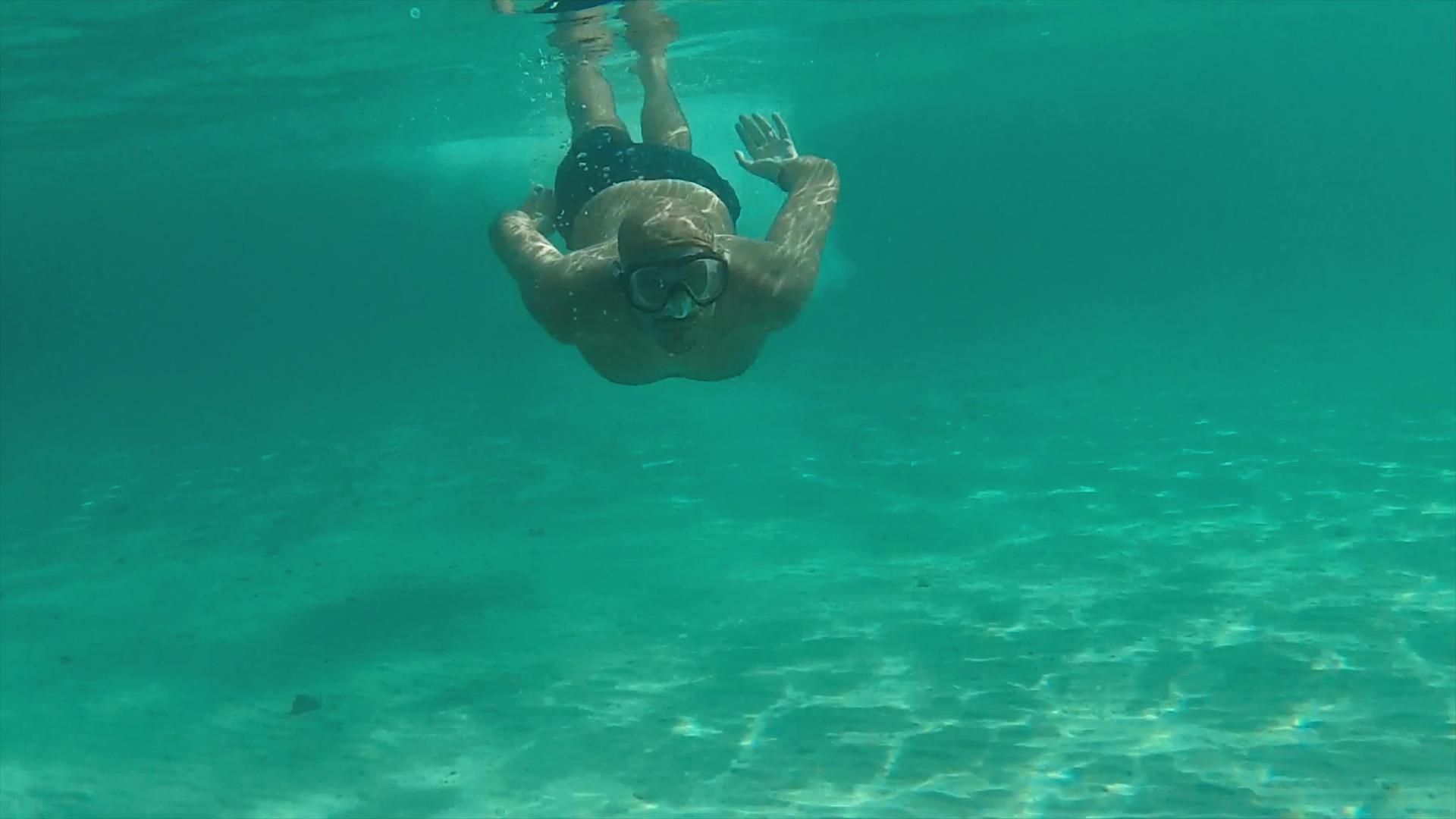 潜水员在海水下游泳视频的预览图