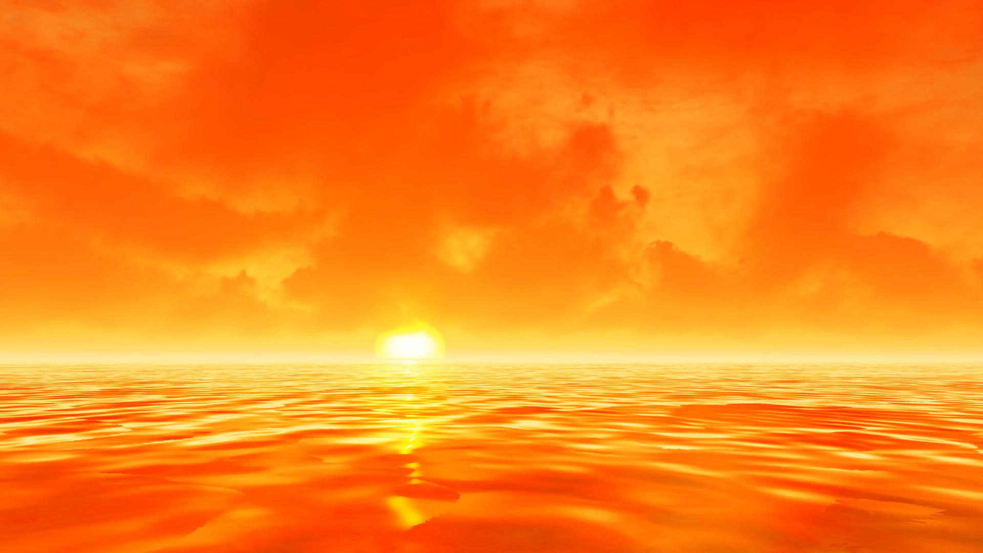 日落时橙色的云朵在海面上飘扬视频的预览图