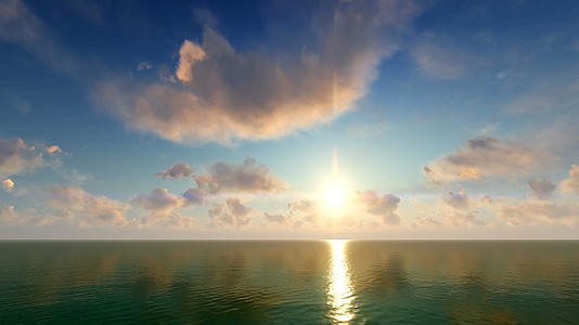 日落时美丽的乌云漂浮在海面上视频的预览图
