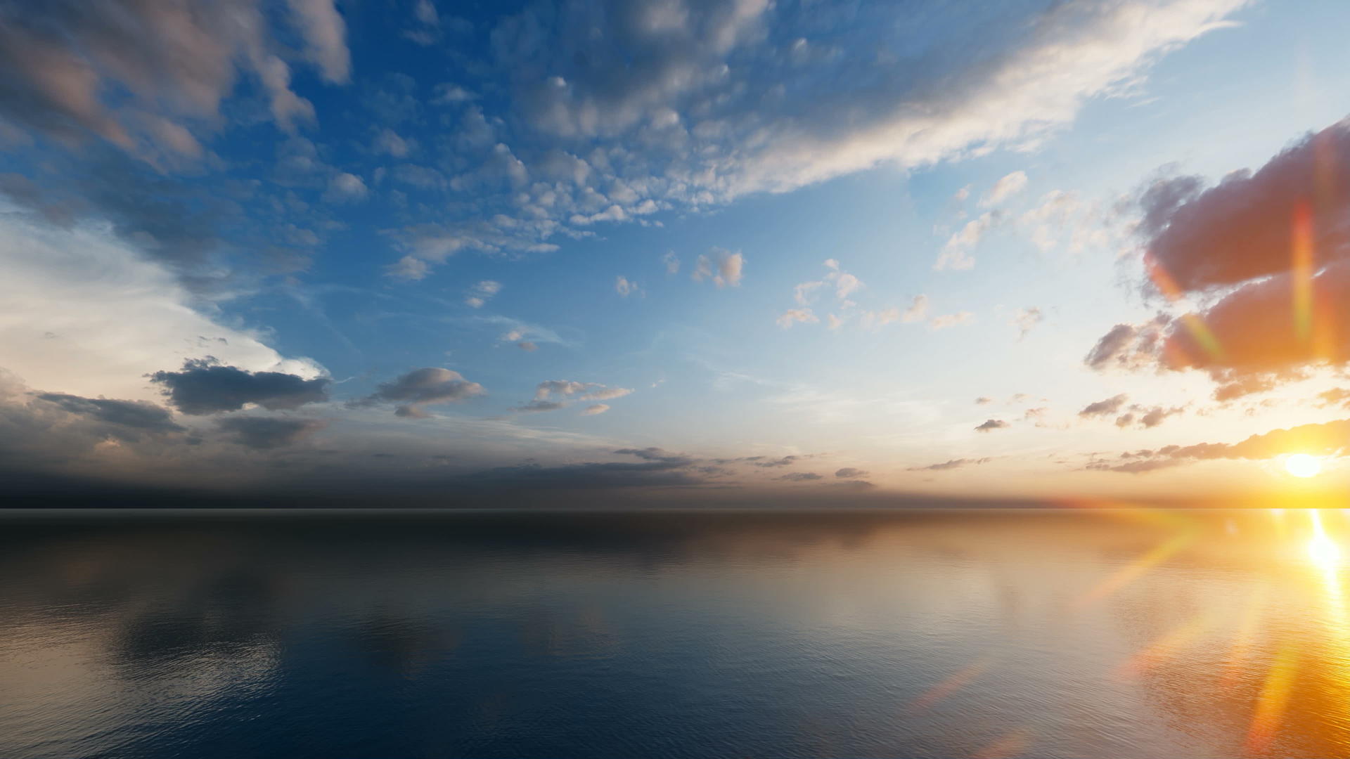 宁静的海洋日落美丽的天空视频的预览图