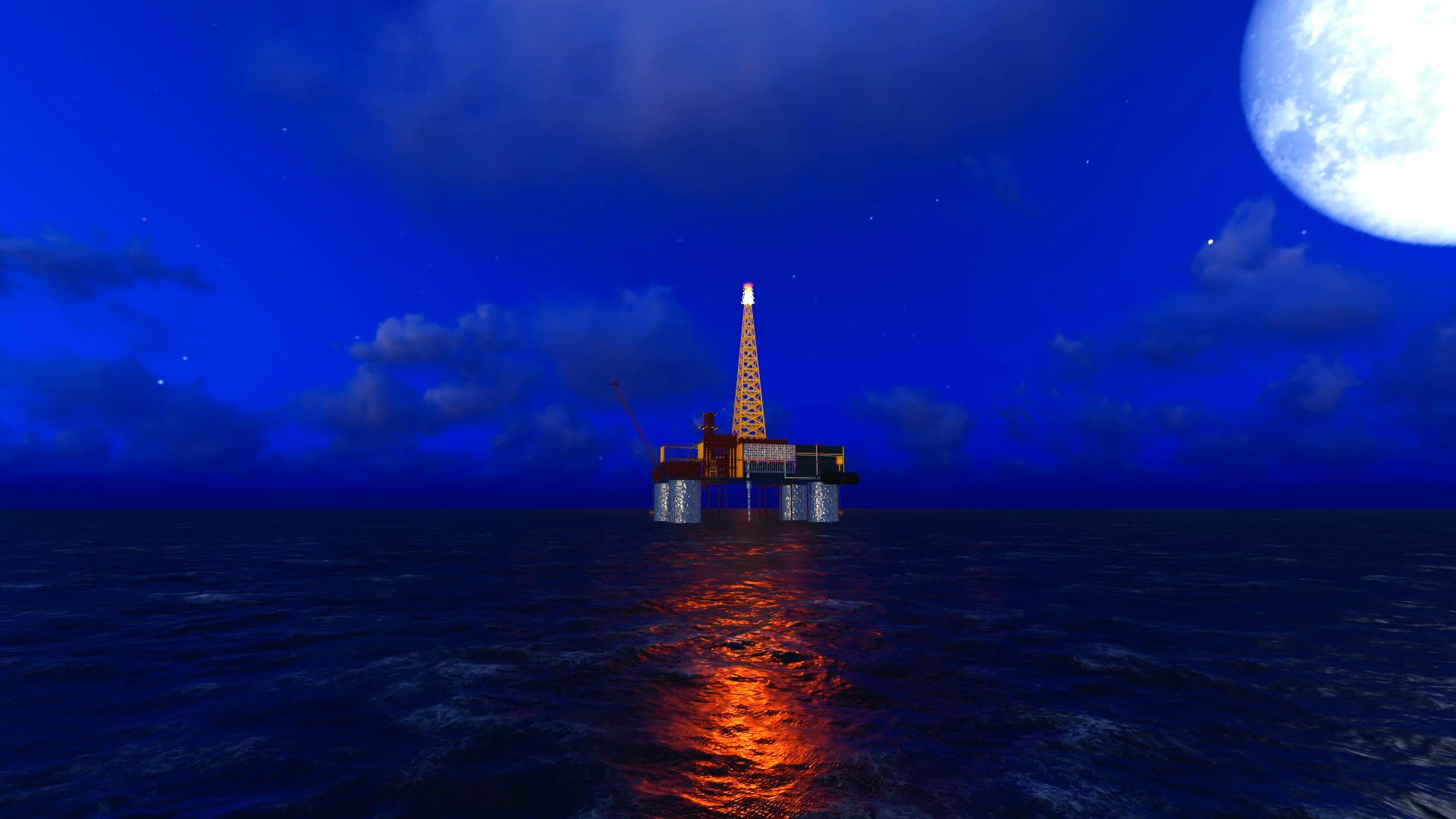 石油钻机和美丽的月亮视频的预览图