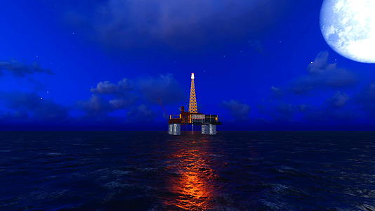 石油钻机和美丽的月亮视频的预览图