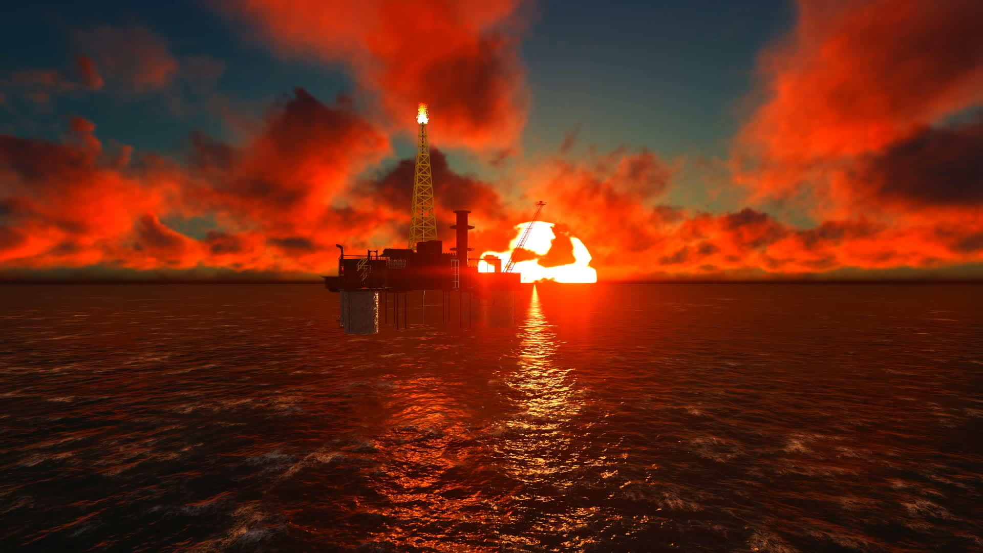 防止石油钻机美丽的日落视频的预览图