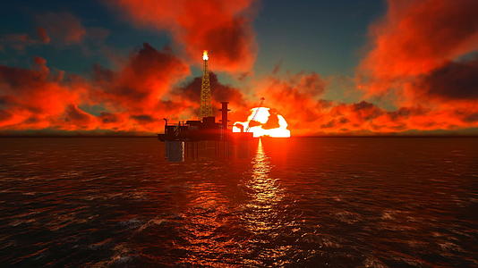防止石油钻机美丽的日落视频的预览图