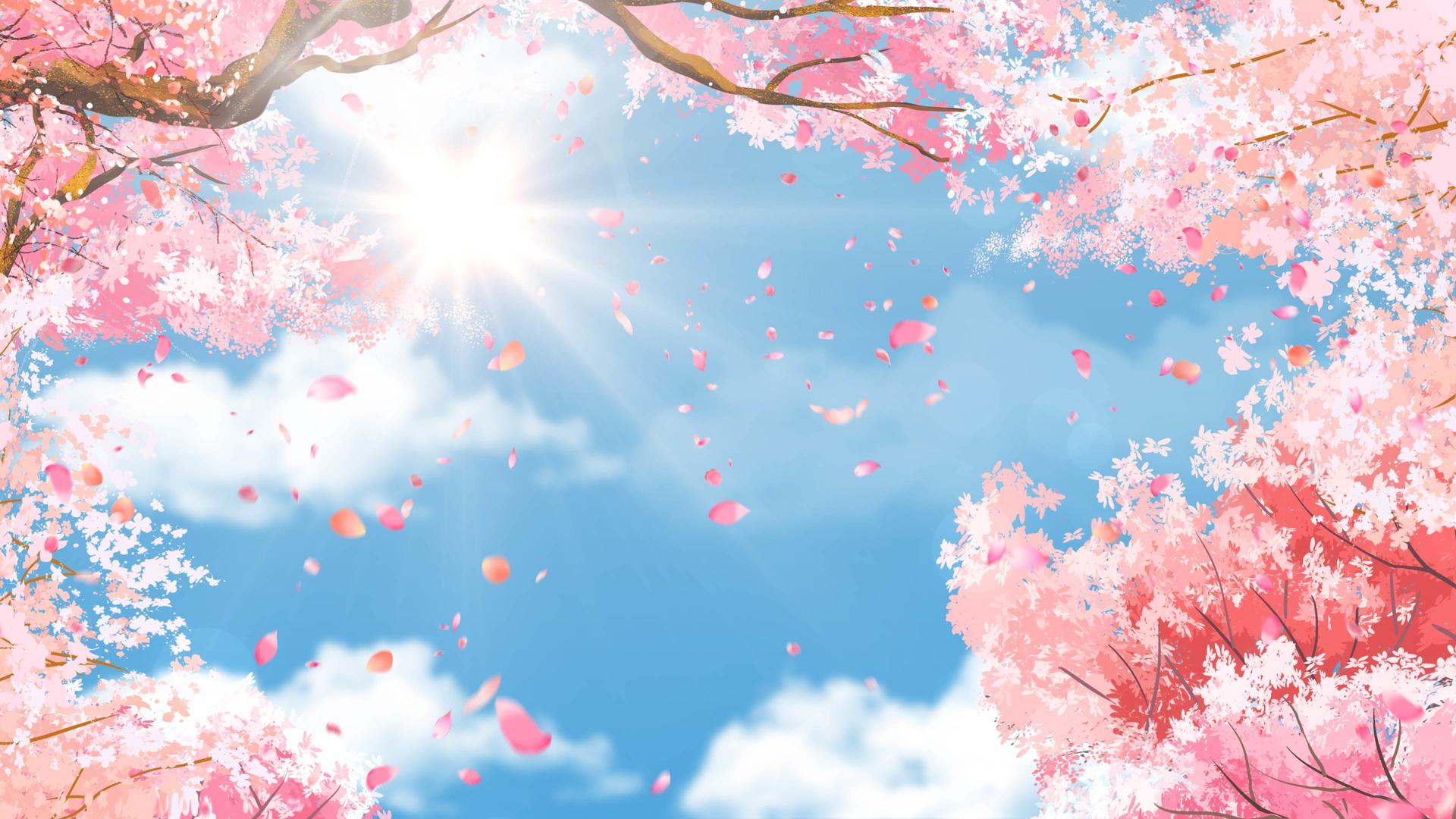浪漫的粉色花瓣冲屏唯美春分背景视频的预览图