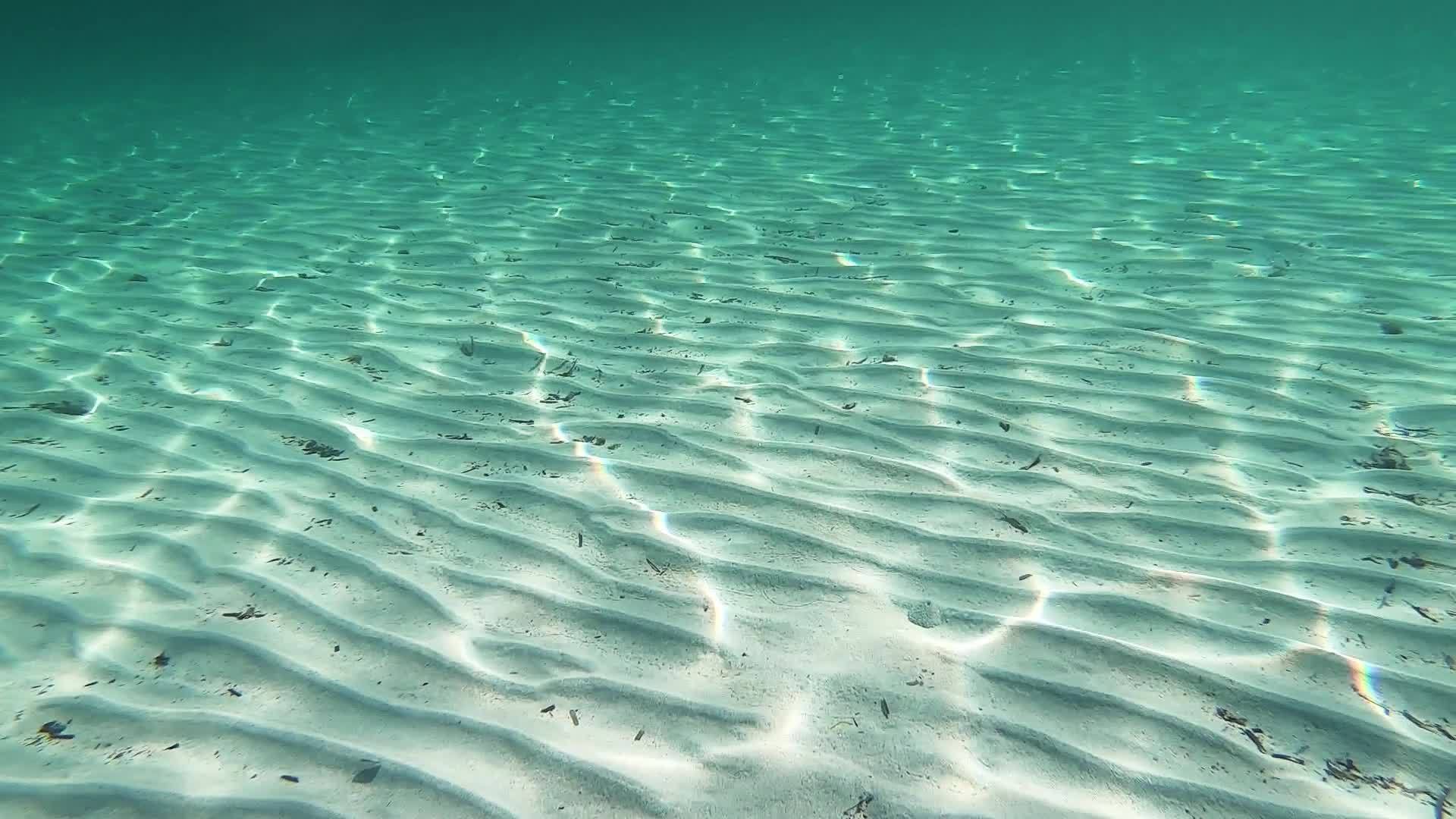 由照亮白色沙底的小波浪运动创造的令人印象深刻和敬畏视频的预览图