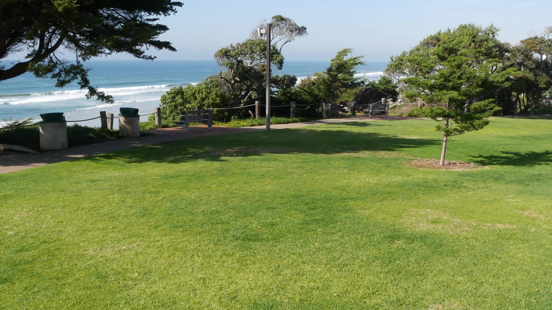 从上面看海滨草坪、绿色草坪和海洋景观视频的预览图