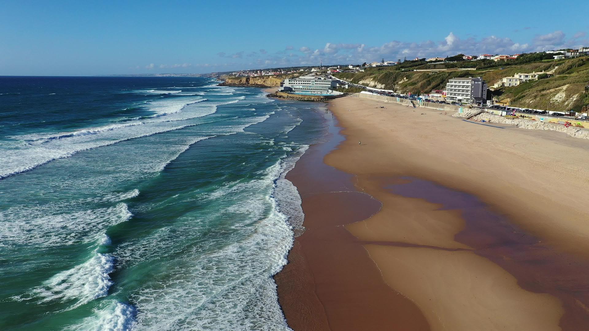 葡萄牙普拉亚格兰德海滩美丽的日落视频的预览图