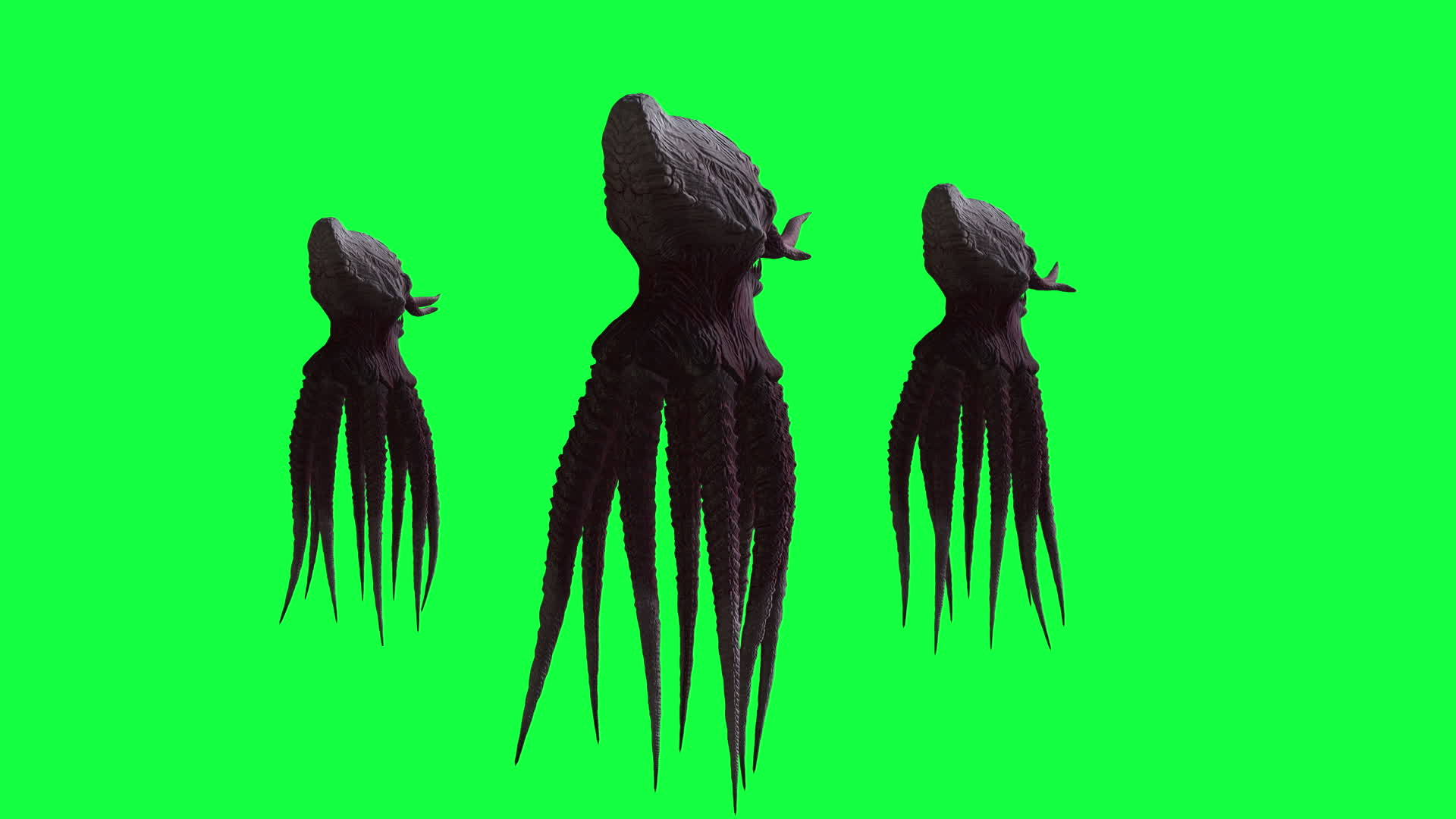 绿色屏幕上的3d怪物章鱼动画视频的预览图