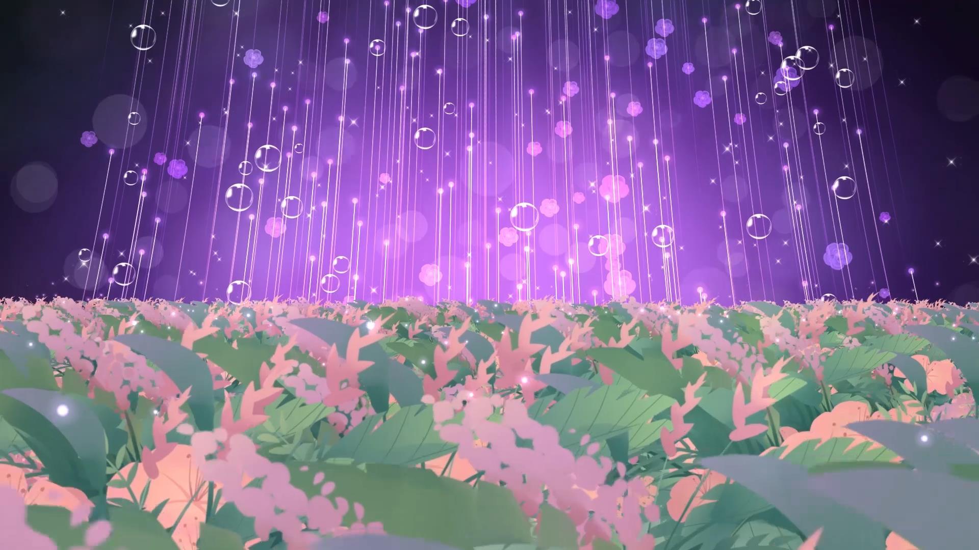 唯美大气花海动态紫色粒子拖尾舞台背景视频视频的预览图
