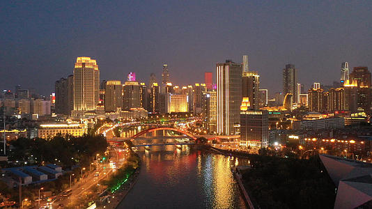 天津城市风光夜景航拍4K视频视频的预览图